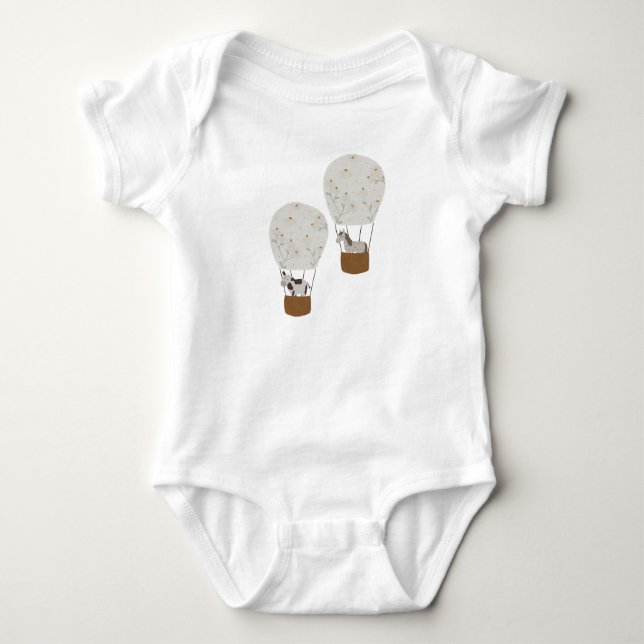 fuselage with the design of cow and horse baby bodysuit (Front)