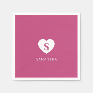 Fushcia Rose Pink Monogram Napkins