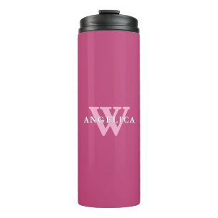 Fushcia Rose Pink Monogram Thermal Tumbler