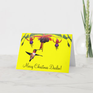 Fushia and Hummingbird Holiday Card