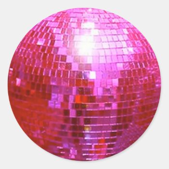 Fushia Disco Ball Dance Party Classic Round Sticker by CreativeColours at Zazzle