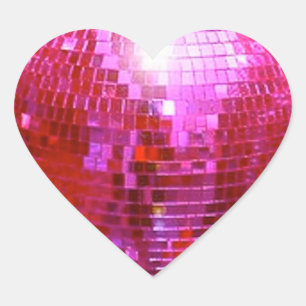 FUSHIA DISCO BALL DANCE PARTY HEART STICKER