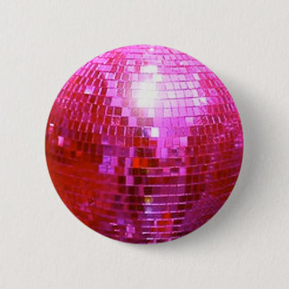 FUSHIA DISCO BALL DANCE PARTY PINBACK BUTTON