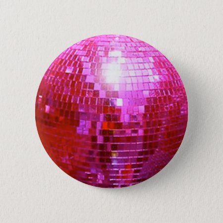 Fushia Disco Ball Dance Party Pinback Button