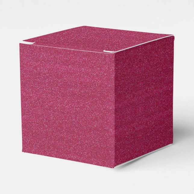 Fushia / Hot Pink Faux Glitter Favor Boxes (Front Side)