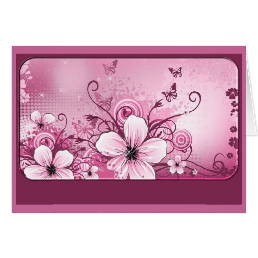 Fushia Pink Floral Note Card (Front Horizontal)