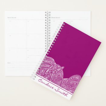 Fushia Waves Planner by scribbleprints at Zazzle