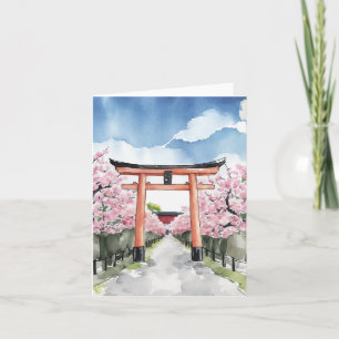 Fushimi Inari Shrine Kyoto Japan Watercolor Card