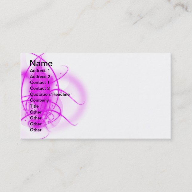 Fushsia glow business card (Front)