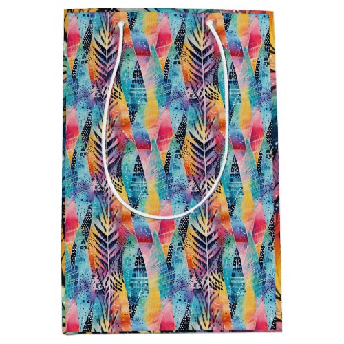 Fusion Harmony Colorful Watercolor Batik Shibori  Medium Gift Bag