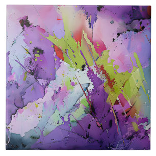 "Fusion of Hues" Contemporary Abstract Art Ceramic Tile