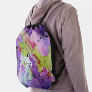 "Fusion of Hues" Contemporary Abstract Art     Drawstring Bag