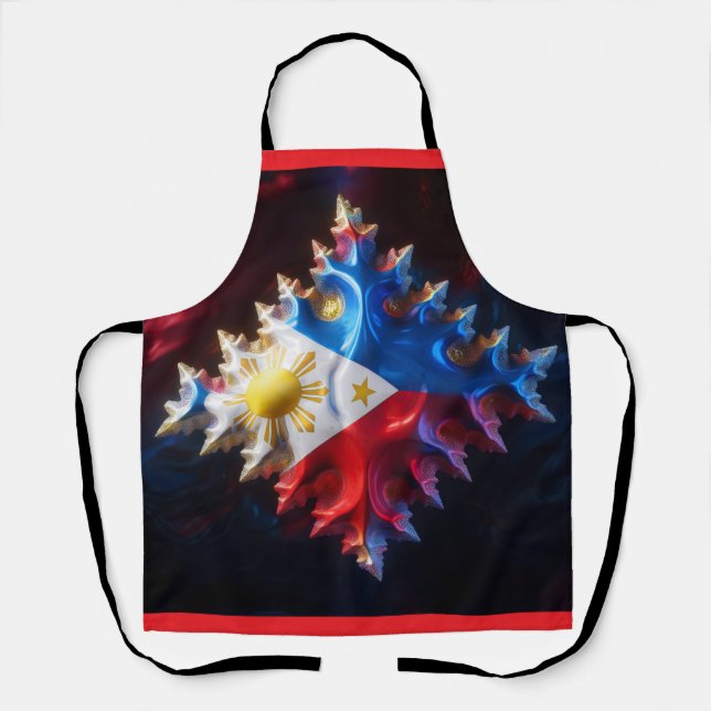 Fusion Of Philippine Flag And Mandelbrot Fractal Apron (Front)