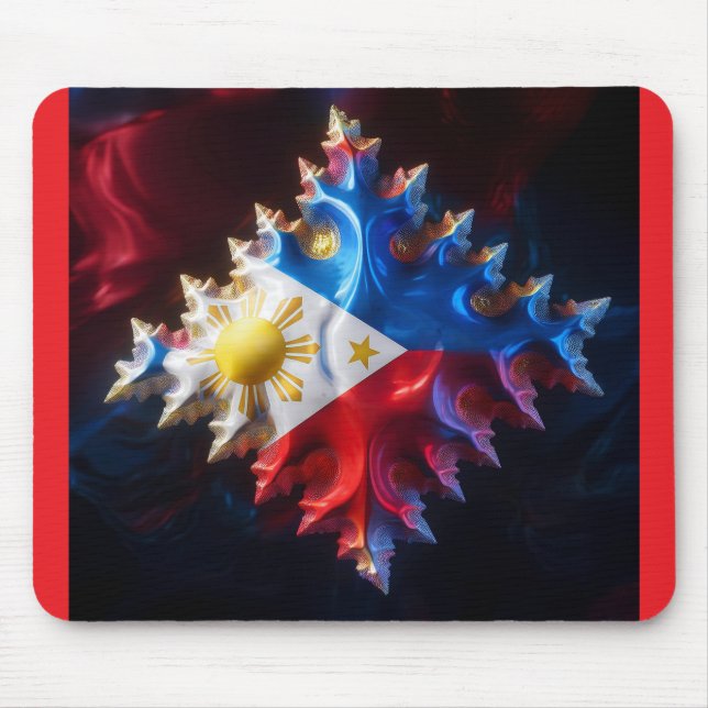 Fusion Of Philippine Flag And Mandelbrot Fractal Mouse Pad (Front)