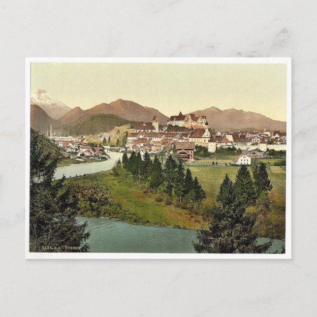 Fussen, Bavaria, Germany vintage Photochrom Postcard (Front)