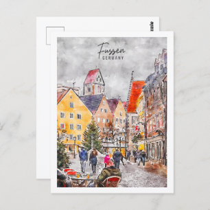 Fussen Germany Travel Place Watercolor Postcard