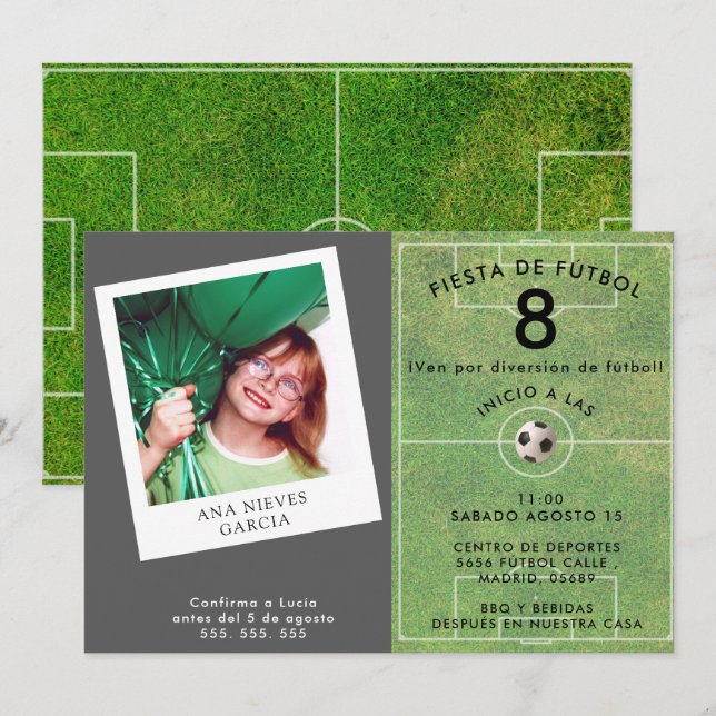 Fútbol Divertido para Niñas, Foto Invitation (Front/Back)