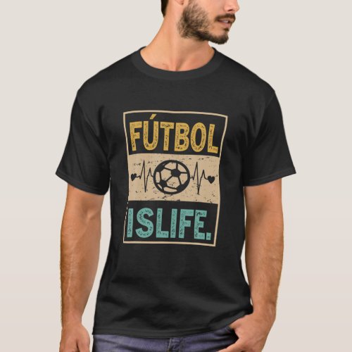 Futbol Is Life Ball Heartbeat Vintage Retro Footba T_Shirt