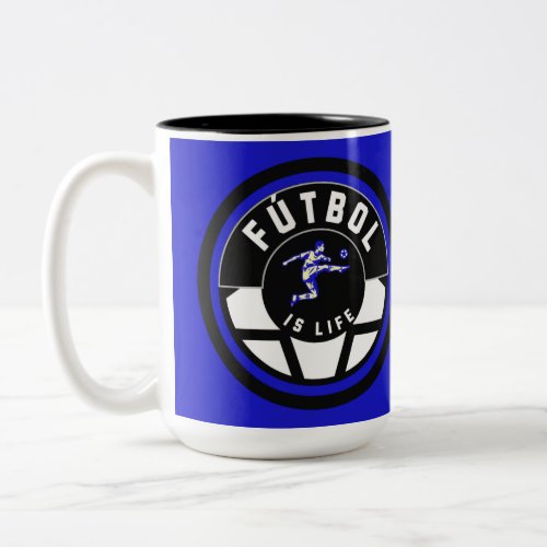 Ftbol is life passion for soccer Two_Tone coffee mug