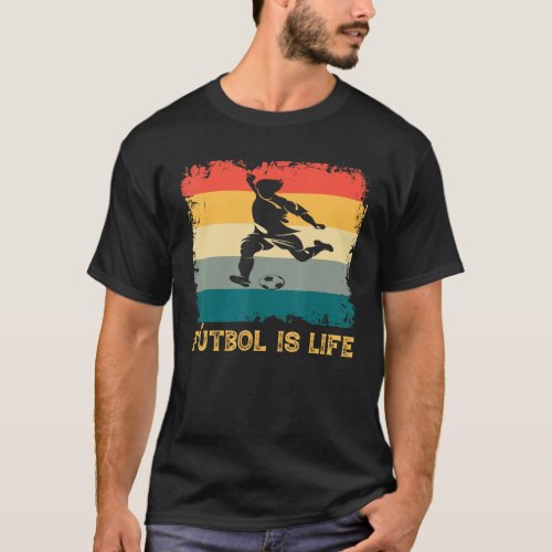 Futbol Is Life Vintage Football Player Football Fa T_Shirt
