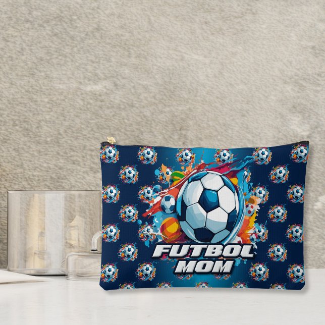 Futbol Mom Soccer Ball Pattern Accessory Pouch (Creator Uploaded)