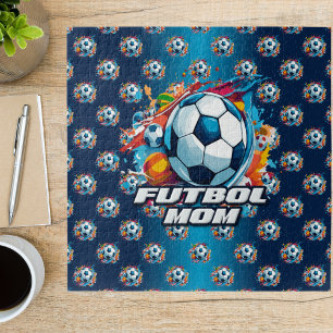 Futbol Mom Soccer Ball Pattern Jigsaw Puzzle