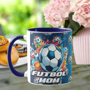 Futbol Mom Soccer Ball Pattern Mug