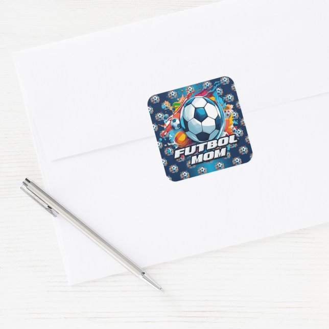 Futbol Mom Soccer Ball Pattern Square Sticker (Creator Uploaded)