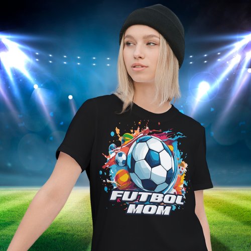 Futbol Mom Soccer Ball Pattern T_Shirt