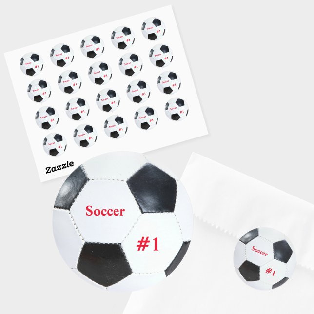 Futbol Soccer Ball Sports Name and Age Classic Round Sticker (Creator Uploaded)