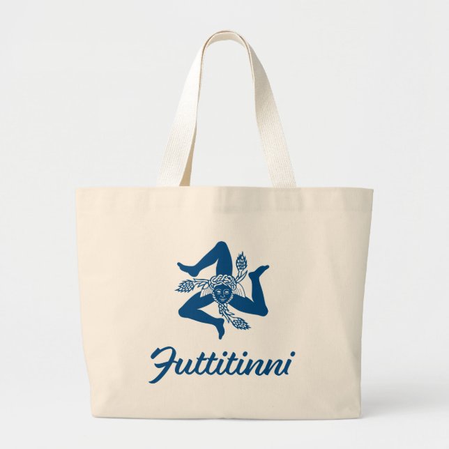 Futtitinni Sicily Trinacria Personalized Large Tote Bag (Front)