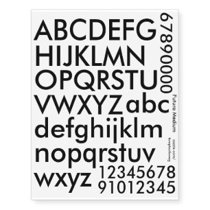 Futura Medium Text Temporary Tattoos