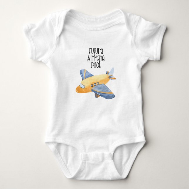Future Airplane Pilot baby clothes, Airplane  Baby Bodysuit (Front)