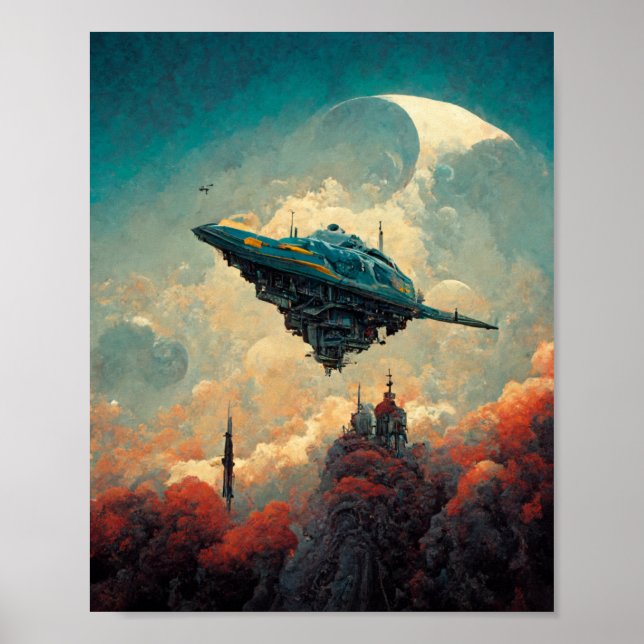 Future Airship Sci-Fi Art Poster (Front)