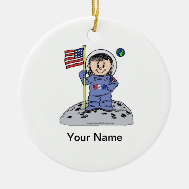 Future Astronaut - Female Ceramic Ornament (Front)