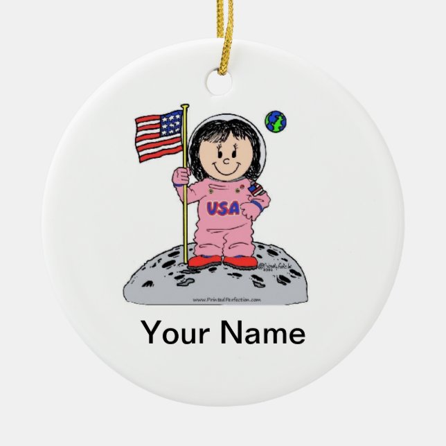 Future Astronaut - Female, Pink Ceramic Ornament (Front)