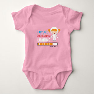 Future Astronaut Loading Shower Party Pink Girly Baby Bodysuit