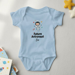 Future Astronaut Personalized Light Blue Bodysui Baby Bodysuit