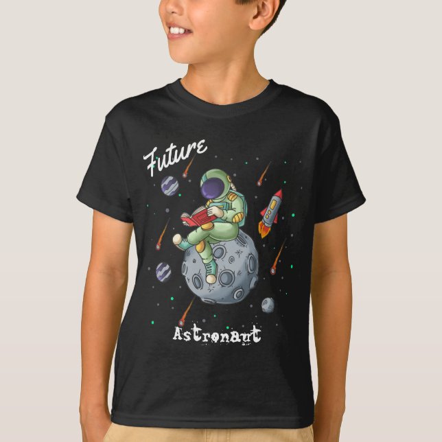 Future Astronaut Space Rocket Reading Book T-Shirt (Front)