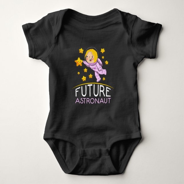Future Astronaut With Planets Funny Gift For Girl Baby Bodysuit (Front)