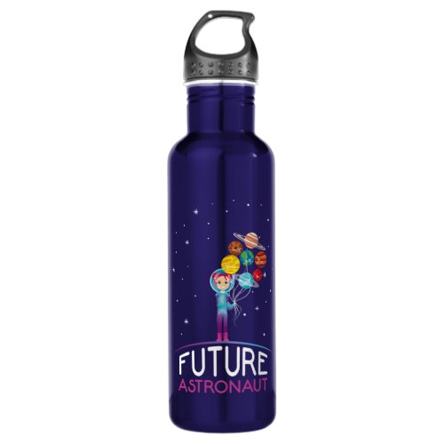 Future Astronaut With Planets Funny Gift For Kids Stainless Steel Water Bottle