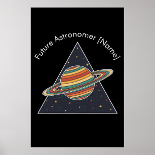 Future Astronomer Retro Saturn Art - Custom Name P Poster