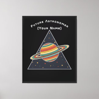Future Astronomer Retro Saturn Art - Personalized  Canvas Print