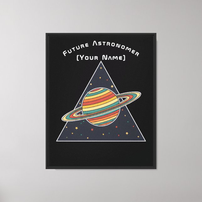 Future Astronomer Retro Saturn Art - Personalized  Canvas Print (Front)