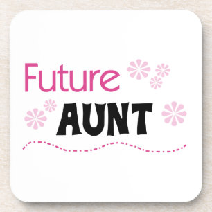 Future Aunt Black and Pink T-shirts and Gifts Drink Coaster