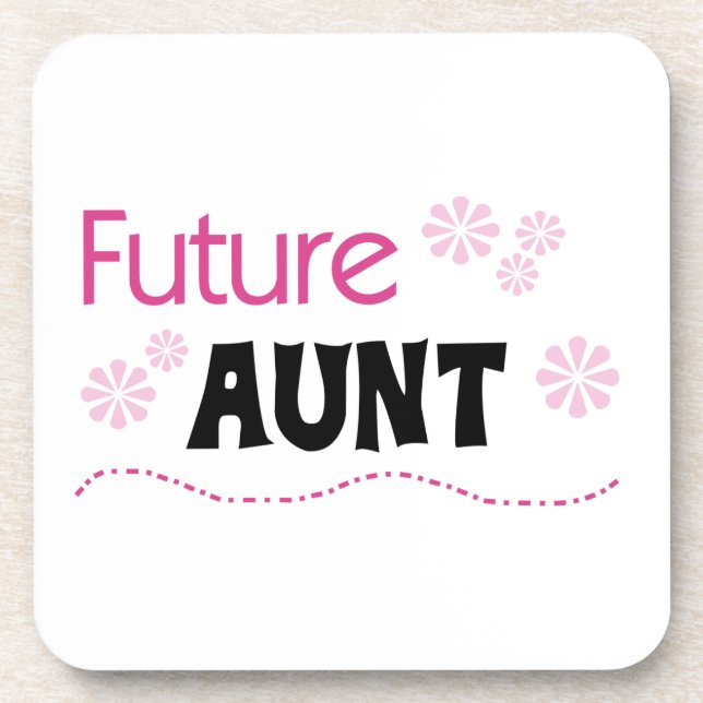 Future Aunt Black and Pink T-shirts and Gifts Drink Coaster (Front)