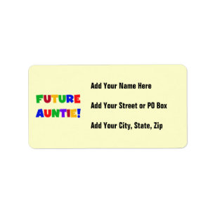 Future Auntie Primary Colors T-shirts and Gifts Label