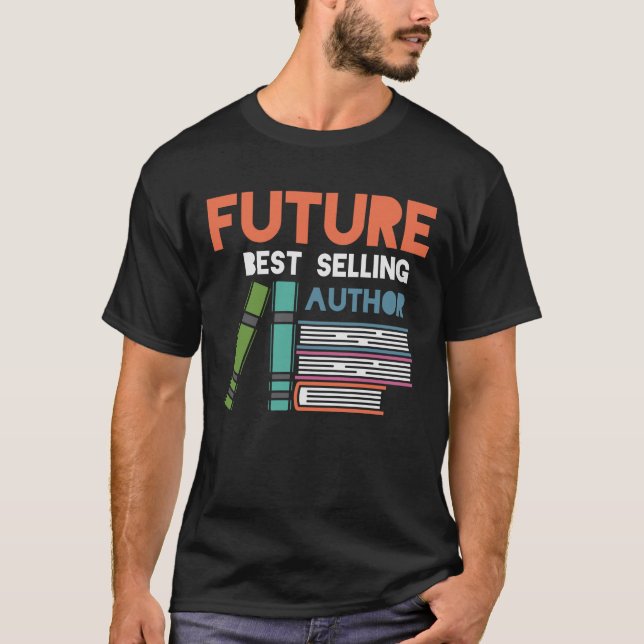 Future Author Witty Bookworm Library Fan T-Shirt (Front)