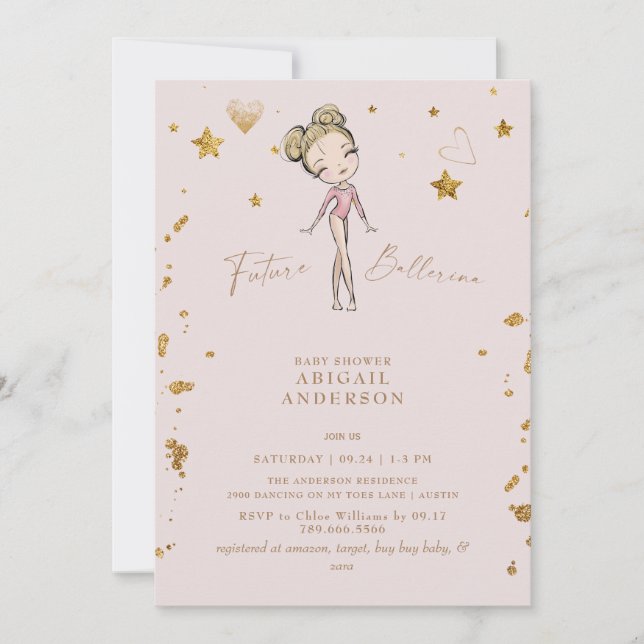 Future Ballerina Blush Baby Shower Invitation (Front)