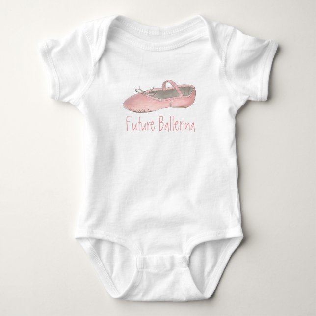 Future Ballerina Pink Ballet Shoe Dance Teacher Baby Bodysuit (Front)